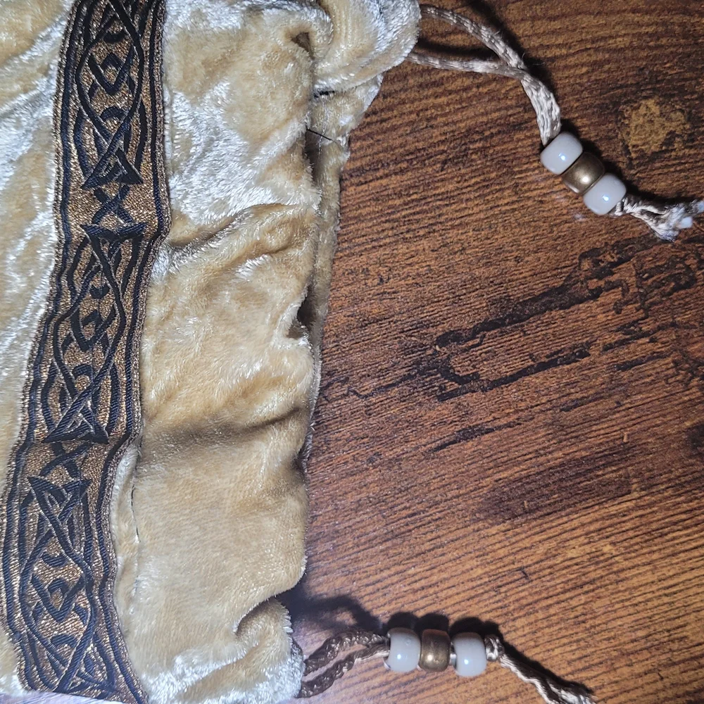 Elegant Velvet Gold/Tan Drawstring Renaissance or Cosplay Bag